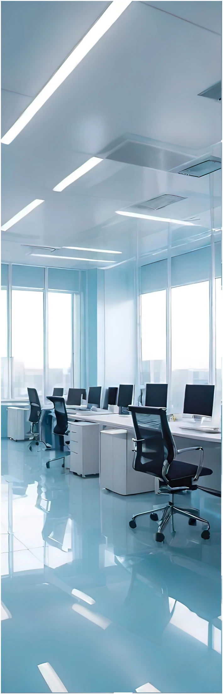 Modern lobby with chandelier